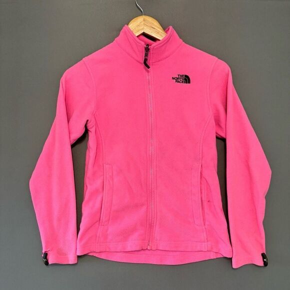 The North Face Girls Kids Pink Fleece Zip Up Size Large - Picture 1 of 16